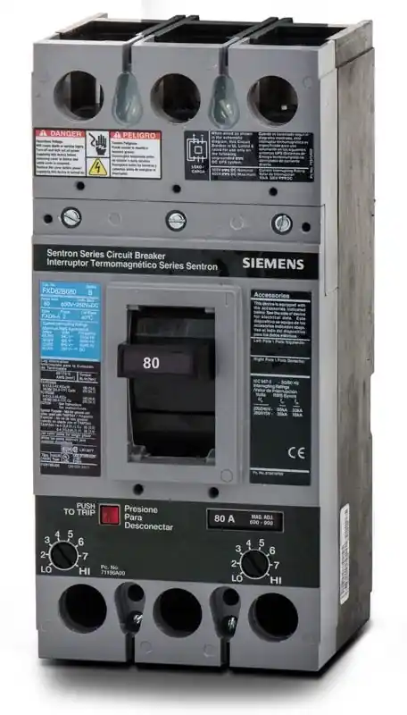 Free Returns Siemens FXD62B080 - 80A 2 Pole Molded Case Circuit Breaker