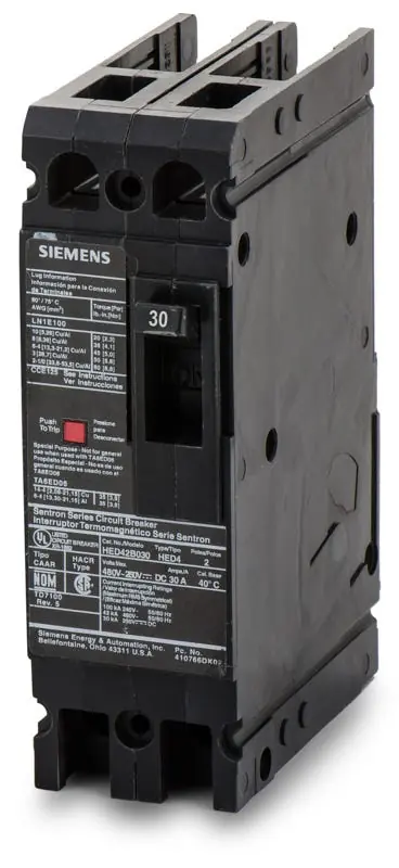 Buy Online Siemens HED42B030 - 30A 2 Pole Molded Case Circuit Breaker