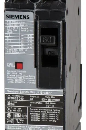 Express Delivery Siemens HHED62B060 - 60A 2 Pole Molded Case Circuit Breaker