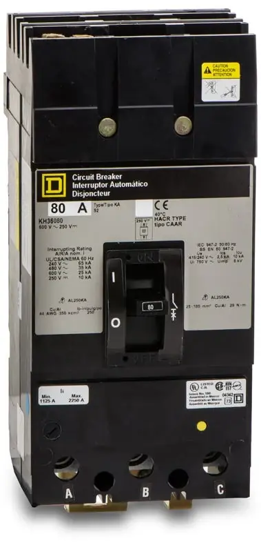 Big Sale Square D KH36080 - 80A 3 Pole Molded Case Circuit Breaker