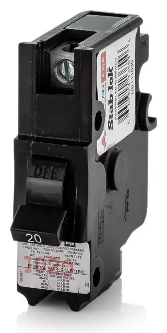 Seasonal Sale Federal Pacific NB111020 - 20A 1 Pole Molded Case Circuit Breaker