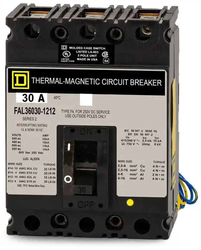 Trusted Brand Square D FAL36030-1212 - 30A 3 Pole Molded Case Circuit Breaker