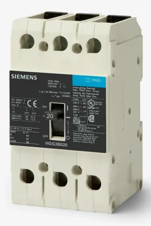 Express Delivery Siemens HGG3B020L - 20A 3 Pole Molded Case Circuit Breaker