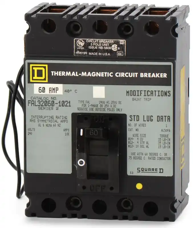 Place Order Square D FAL32060-1021 - 60A 3 Pole Molded Case Circuit Breaker