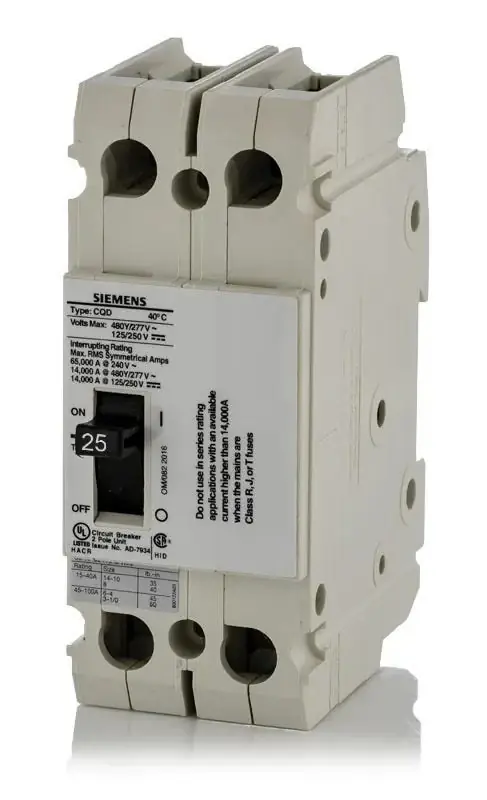 Best Price Siemens CQD225 - 25A 2 Pole Molded Case Circuit Breaker