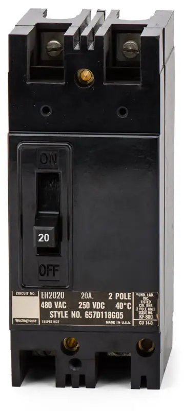 Grab Now Eaton / Cutler-Hammer EH2020 - 20A 2 Pole Molded Case Circuit Breaker