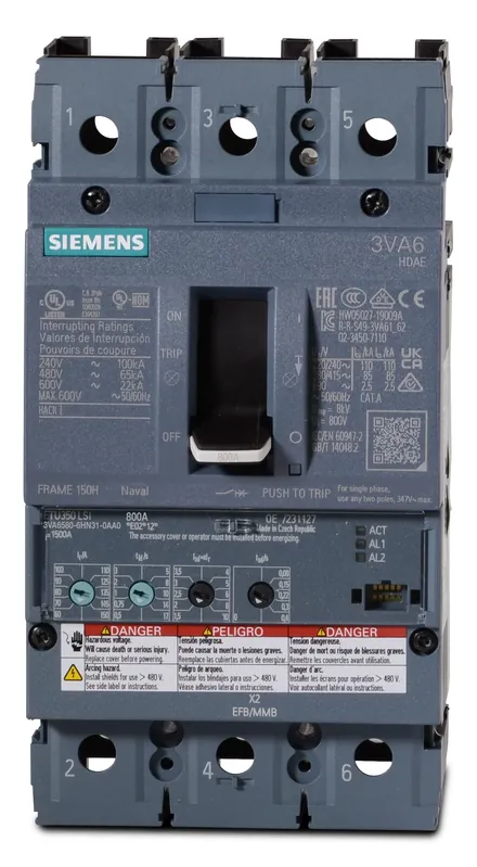 Holiday Sale Siemens 3VA6580-6HN32-0AA0 - 800A 3 Pole Molded Case Circuit Breaker