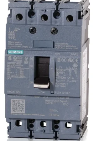 Brand New Siemens 3VA6140-5HL31-0AA0 - 40A 3 Pole Molded Case Circuit Breaker