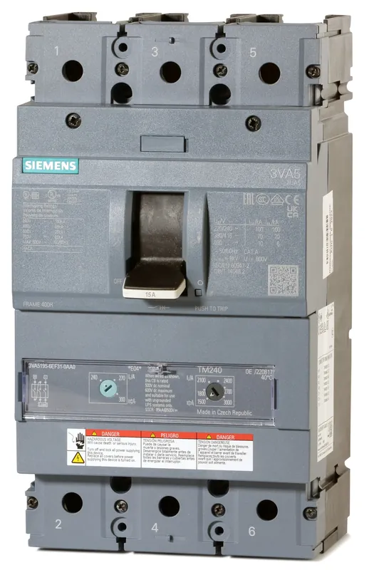 Siemens 3VA5195-6EF31-0AA0 - 15A 3 Pole Molded Case Circuit Breaker Affordable