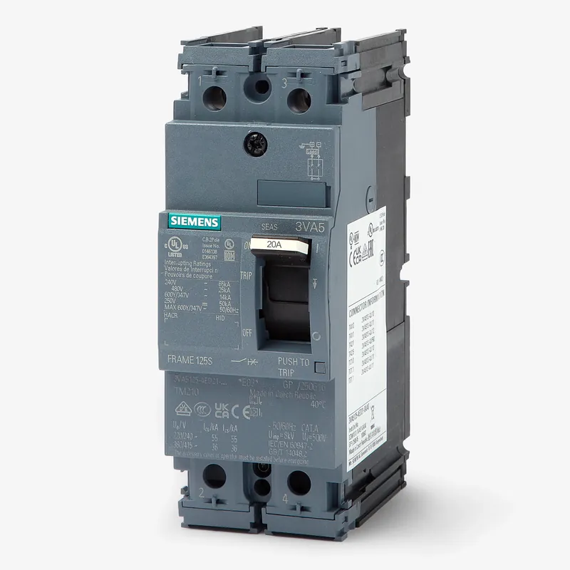 Place Order Siemens 3VA5120-6ED21-0AA0 - 20A 2 Pole Molded Case Circuit Breaker