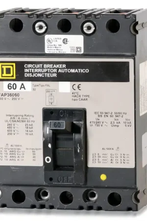 Authentic Square D FAP36060 - 60A 3 Pole Molded Case Circuit Breaker