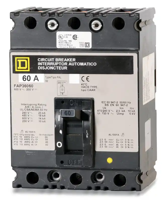 Authentic Square D FAP36060 - 60A 3 Pole Molded Case Circuit Breaker