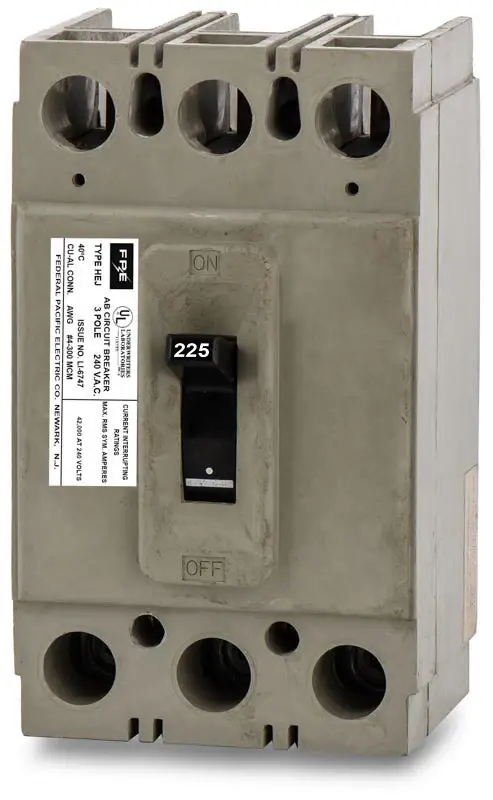 Super Sale Federal Pacific HEJ233225 - 225A 3 Pole Molded Case Circuit Breaker