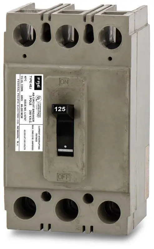 Price Cut Federal Pacific HEJ233125 - 125A 3 Pole Molded Case Circuit Breaker