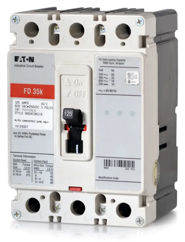 Clearance Eaton / Cutler-Hammer FD3125LS - 125A 3 Pole Molded Case Circuit Breaker