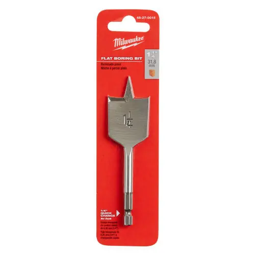 Buy Direct Milwaukee Tool 48-27-0015 1-1/4" x 4.5" Flat Boring Bit, 6 Pack