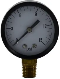 Hot Deal Midland Metal 80001 Pneumatic Pressure Gauge, 2 in Dial, 0 to 15 psi Measuring Range, 1/4 in Connection