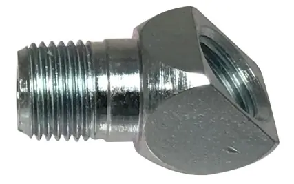 While Supplies Last Midland Metal 36371 90 deg Angle Elbow Adapter, 90 deg, 1/4-28 x 1/8-27 Thread, SAE-LT x NPTF Thread, Zinc-Plated