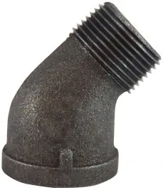 Super Sale Midland Metal 65206 45 deg Street Elbow, 1-1/4 in MPT x 1-1/4 in FPT, Iron, Black, 150 lb