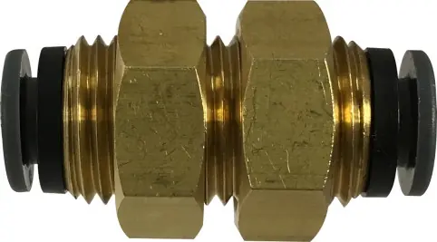Secure Checkout Midland Metal 820600C Bulkhead Union, 3/8 in Push-In Tube x 3/8 in Push-In Tube, Composite