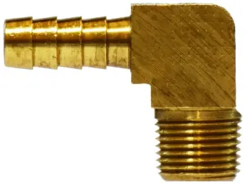 Midland Metal 32041B 90 deg Barstock Elbow, 3/8 in Hose Barbed x 1/4 in Male BSPT, Brass Discount