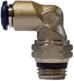 Premium Midland Metal 20082N 90 deg Swivel Elbow, 1/4 in Push-In x 1/4 in MNPT Global, Brass, Nickel-Plated