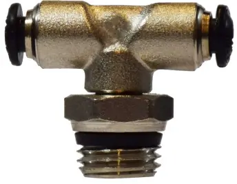 Price Drop Midland Metal 20680N Swivel Branch Tee, 4 mm Push-In x 1/8 in MNPT Global x 4 mm Push-In, Brass, Nickel-Plated