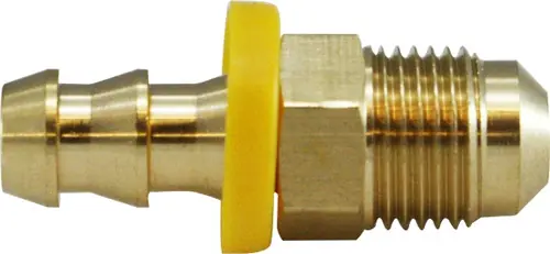 Certified Midland Metal 30271 Adapter, 3/8 in Push-On Hose Barbed x 5/16 in SAE 45 deg Male Flared, Brass