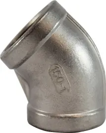 New Release Midland Metal 63186 45 deg Elbow, 1-1/4 in FNPT x 1-1/4 in FNPT, Stainless Steel, 150 lb