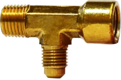 Fast Shipping Midland Metal 10383 Adapter Tee/Service Tee, 1/4 in MIP x 1/4 in FIP x 1/4 in SAE 45 deg Male Flared, Brass