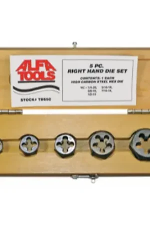Clearance Alfa Tools TDS5F 5 pc Carbon Steel Right Hand Die Set Nf 1/4-1/2