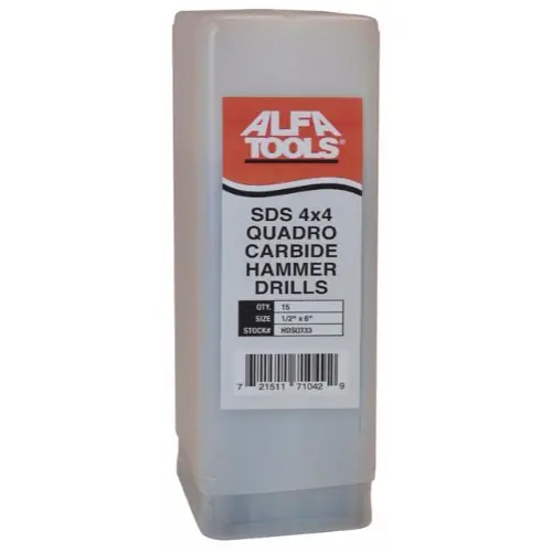Premium Alfa Tools SDSQ729 1/4 x 12 SDS Plus Quadro Hammer Drill 15 pc
