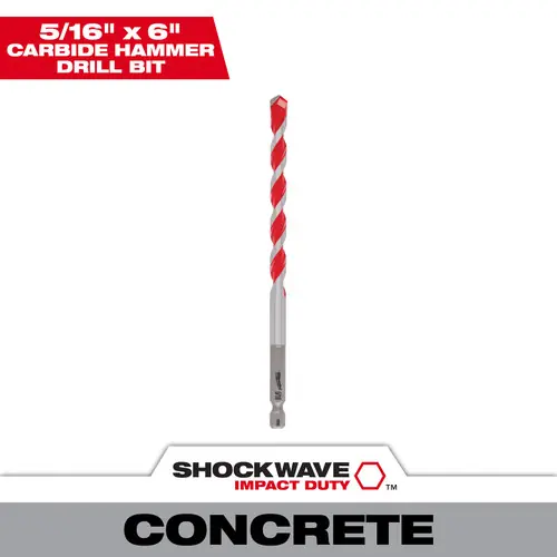 Milwaukee Tool 48-20-9016 5/16" x 4" x 6" SHOCKWAVE Impact Duty Carbide Hammer Drill Bit, 3 Pack Direct From Factory