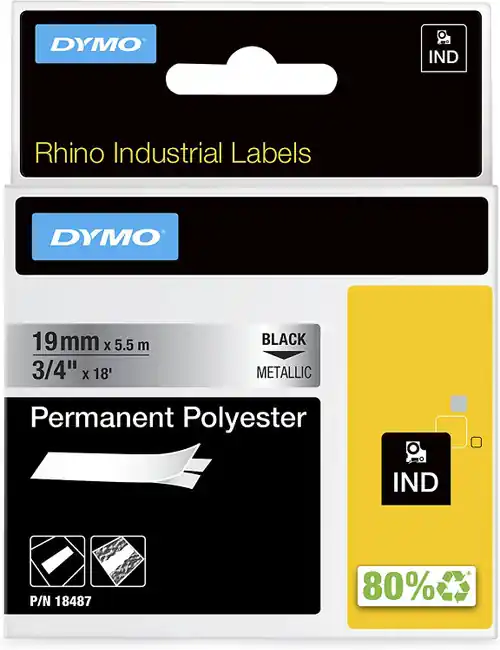 Dymo 18487 Rhino 3/4" Metallized Permanent Labels (25 EA) Big Sale