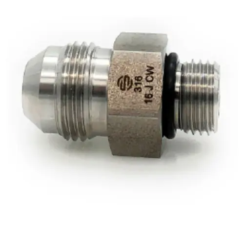 Stainless Adapters SS6400-04-08 Pipe Adapter, 1/4 in 37 deg JIC Male Flared x 1/2 in Male ORB, Stainless Steel Genuine