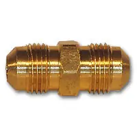 Mid-America Fittings LF242X4 Union, 1/4 in 45 deg Male Flared x 1/4 in 45 deg Male Flared, Brass Crafted