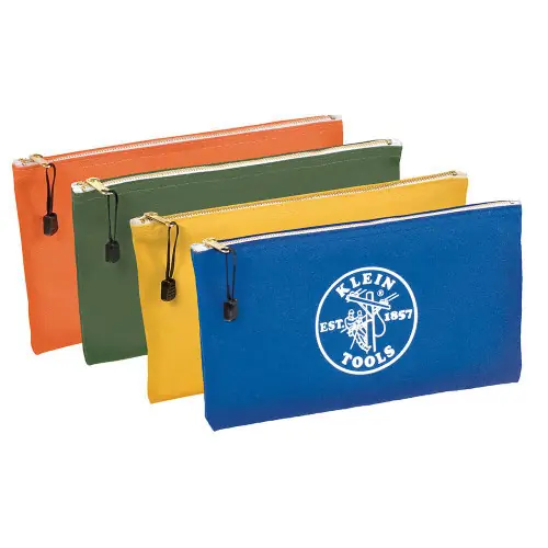 Klein Tools 5140 Zipper Bags, Canvas Tool Pouches Olive/Orange/Blue/Yellow, 4-Pack In Demand