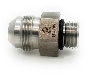 Get Yours Stainless Adapters SS6400-06-05 Pipe Adapter, 3/8 in 37 deg JIC Male Flared x 5/16 in Male ORB, Stainless Steel