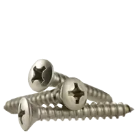 8 x 2 1/2" Self-Tapping Screws, Phillips Oval Head, Type A, 18-8 Stainless Steel, Full Thread, Qty 200 Premium