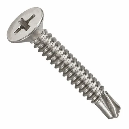 Authentic 10-16 x 1 1/2" Self-Drilling Screws, Phillips Flat Head, 3 Point BSD, 410 Stainless Steel, Full Thread, Hardened, Qty 500