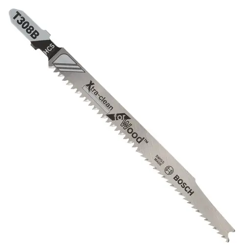 Bosch T308B25 25 pc. 4-5/8 In. 12 TPI Extra Clean for Wood T-Shank Jig Saw Blades (25 Pack) Crafted