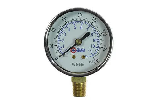 Luxury Coilhose Pneumatics GB16160 2-1/2" Chrome Case Gauge1/4 Bot Mnt 0-160