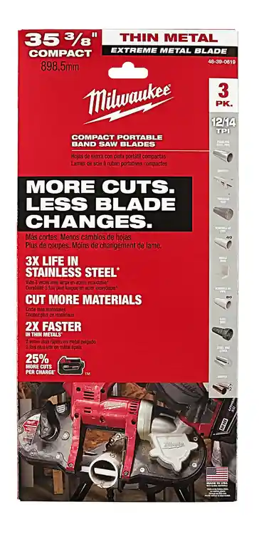 Milwaukee Tool 48-39-0619 35-3/8" Extreme Thin Metal Compact Band Saw Blade (3 PK) Free Returns