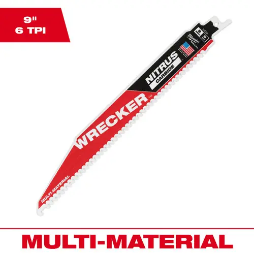 Milwaukee Tool 48-00-5272 9" WRECKER with NITRUS Carbide SAWZALL Blade for Multi-Material (1 PK), 5 Pack Latest