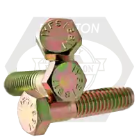 Free Returns 3/8"-24 x 2 1/4" Hex Cap Screws, Grade 5, Zinc-Yellow Cr+6, Partial Thread, Fine (UNF), Medium Carbon Steel, Qty 100