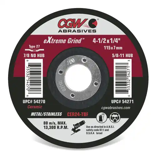 CGW Abrasives 54272 5 x 1/4 x 7/8 T27 Cer24-T-Bf Resin Grind Whls, 25 Pack Factory Price