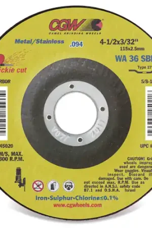 CGW Abrasives 45024 6 x 3/32 x 7/8 T27 Wa36Sbf Resin Cut Whls Thin, 25 Pack Certified