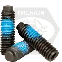Top Rated 1/4"-28 x 3/8" Socket Set Screws, 1/2 Dog Point, Nylon-Patch Black Oxide, Fine (UNF), Qty 100