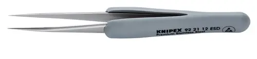 Knipex 92 21 12 ESD Premium Stainless Steel Precision Tweezers-Needle-Point Tips-ESD Rubber Handles, 4 1/2" Nominal Length Hassle-Free Returns