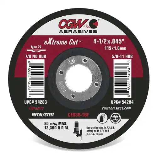 Get Yours CGW Abrasives 54281 5 x .045 x 7/8 T1 Cer36-T-Bf Extreme Cer Cut Off Whls, 25 Pack